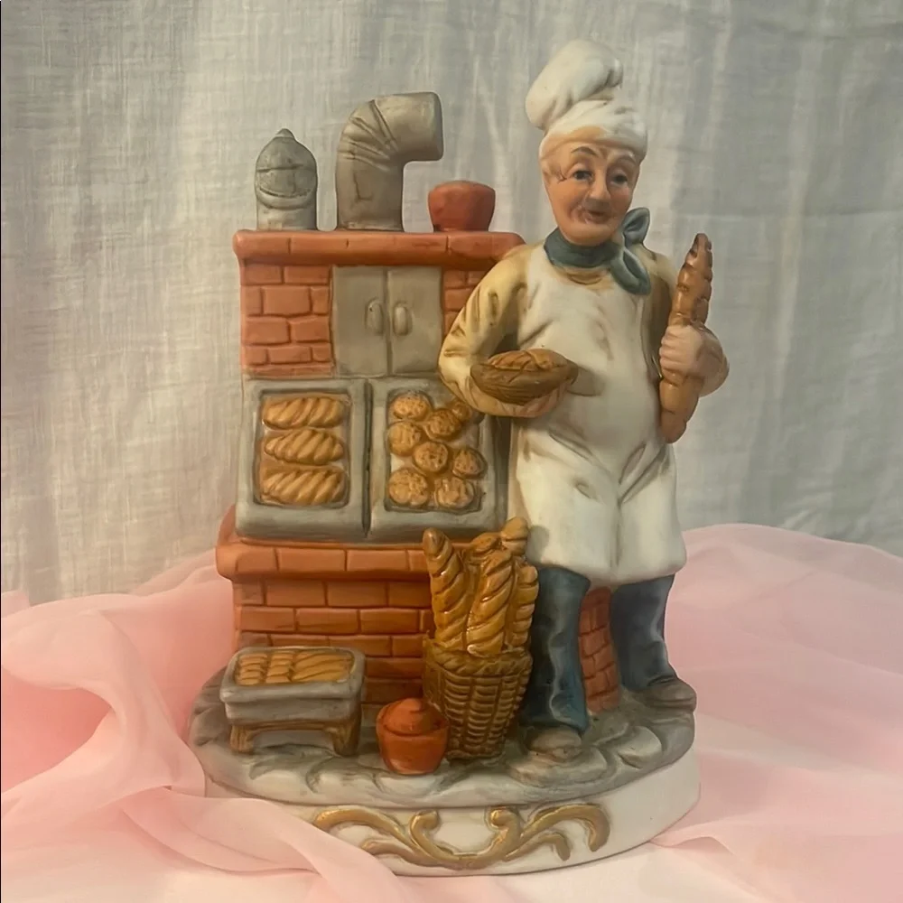 Charming Baker Figurine with Baguettes